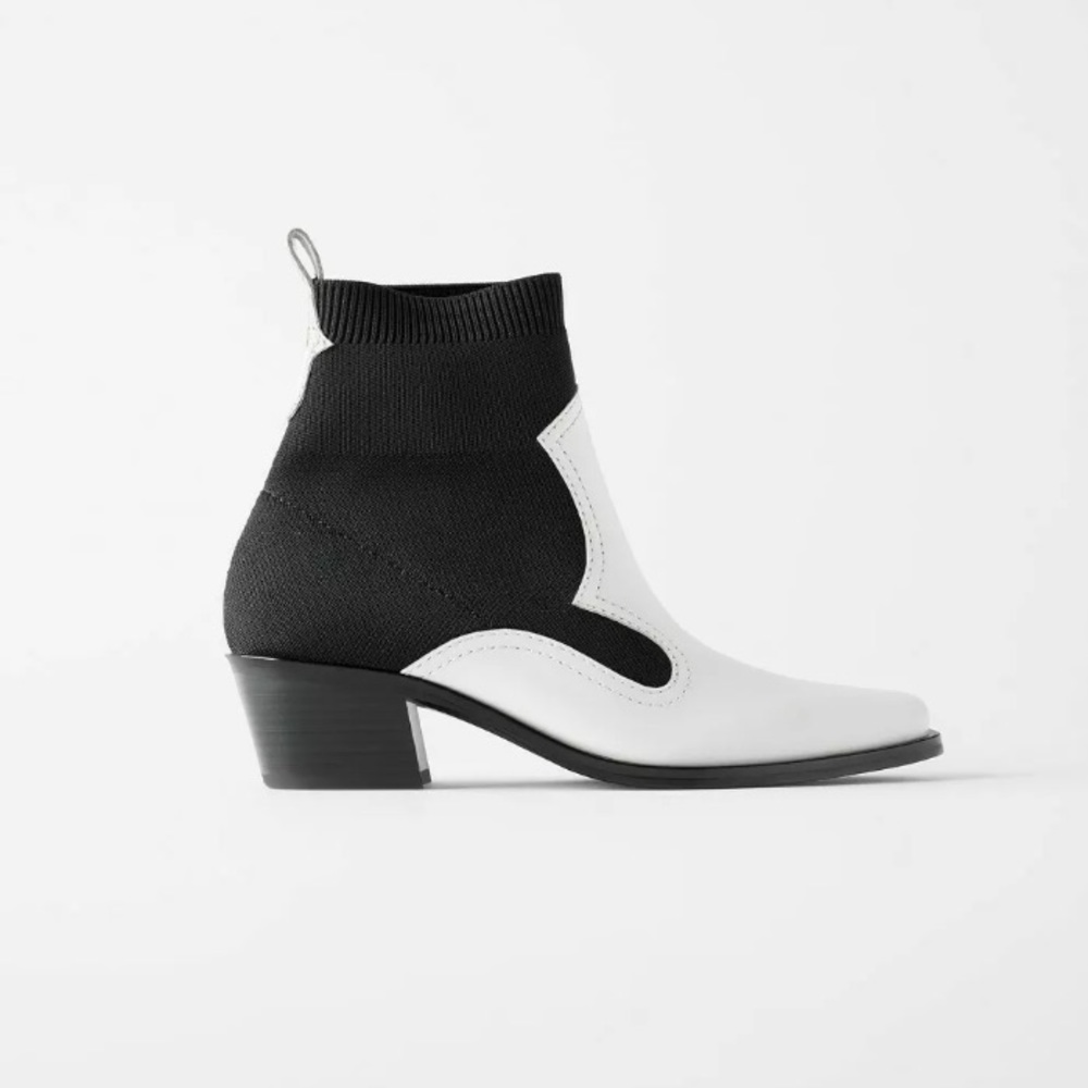 Zara Black and White Ankle Boots